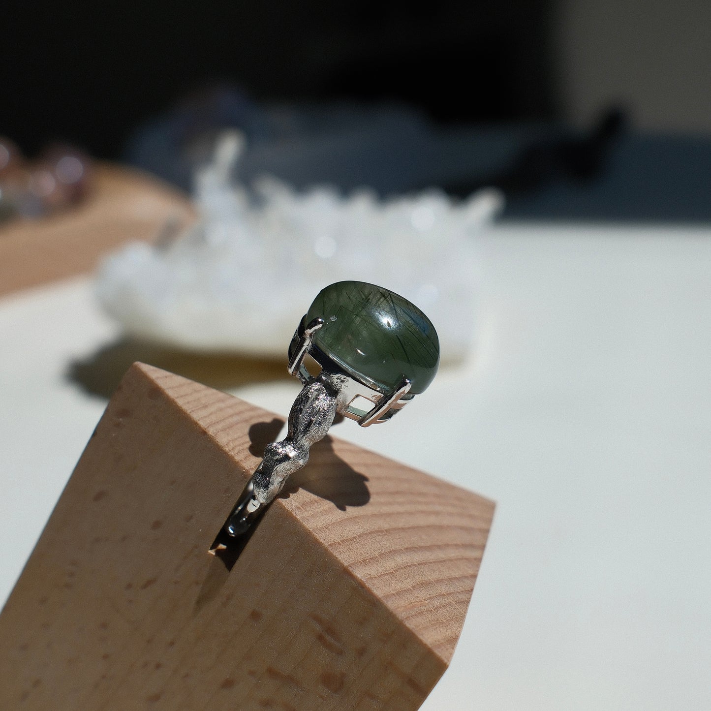 Green Rutilated Quartz Ring