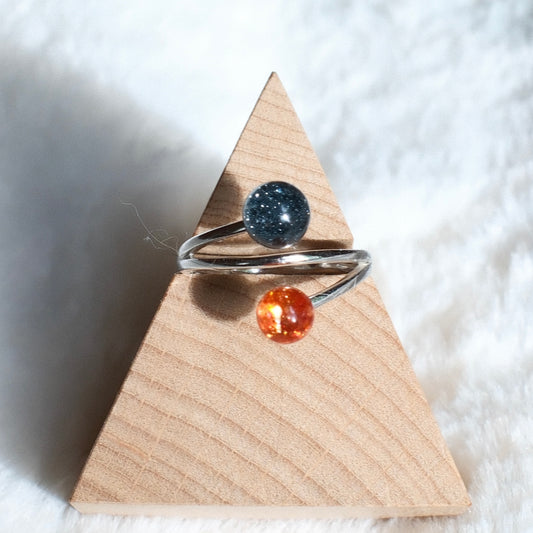 Golden Sunstone and Blue Sand Stone Ring