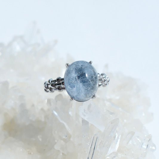 Dumortierite in Quartz Ring