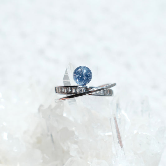 Dumortierite in Quartz Ring