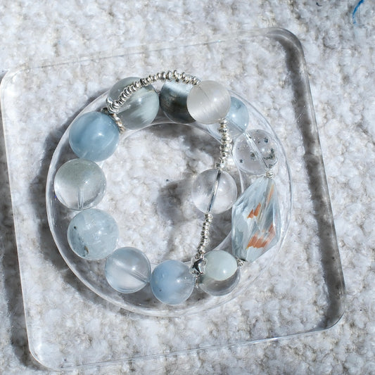 Blue Rutilated Quartz Bracelet - Customized Link