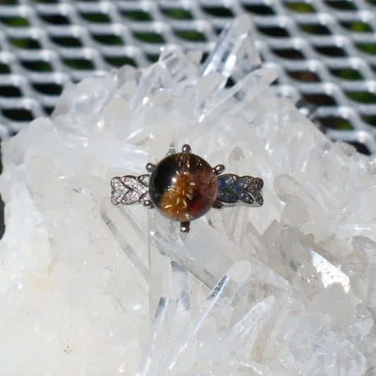Rutilated Quartz Ring with Flower-like Inclusions