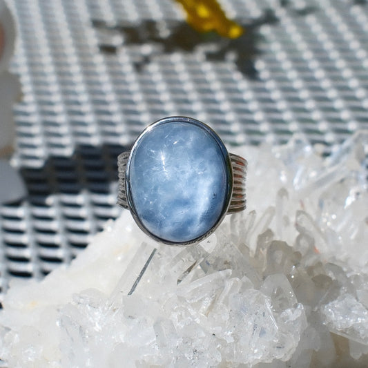 Dumortierite in Quartz Ring