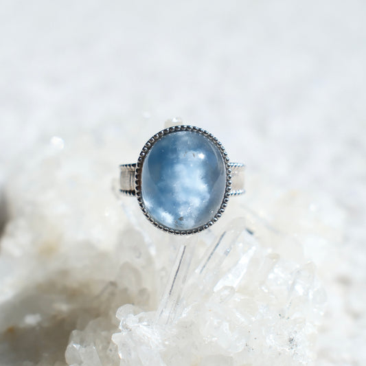 Dumortierite (special feature) in Quartz Ring