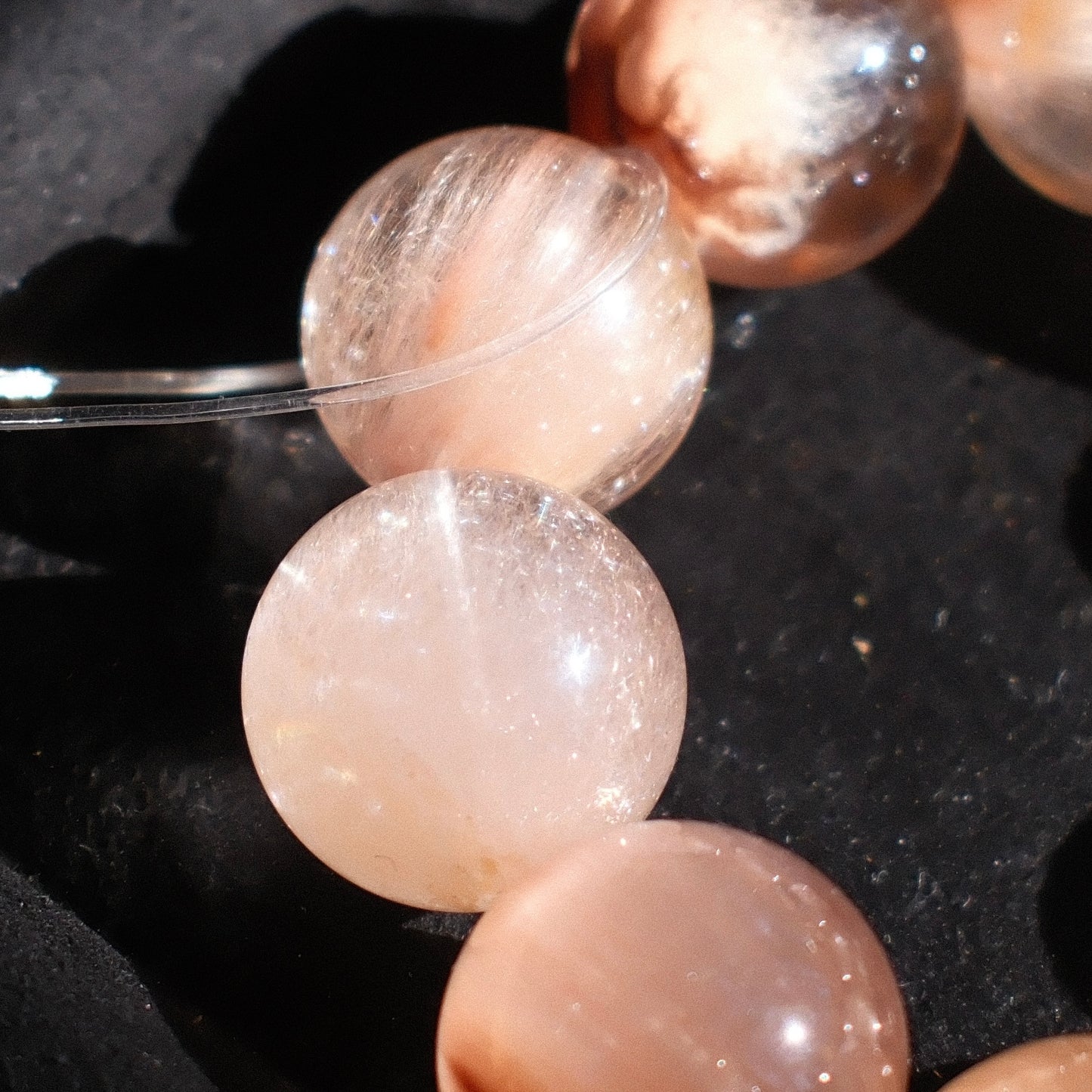 Pink-Orange Rutilated Quartz Bracelet