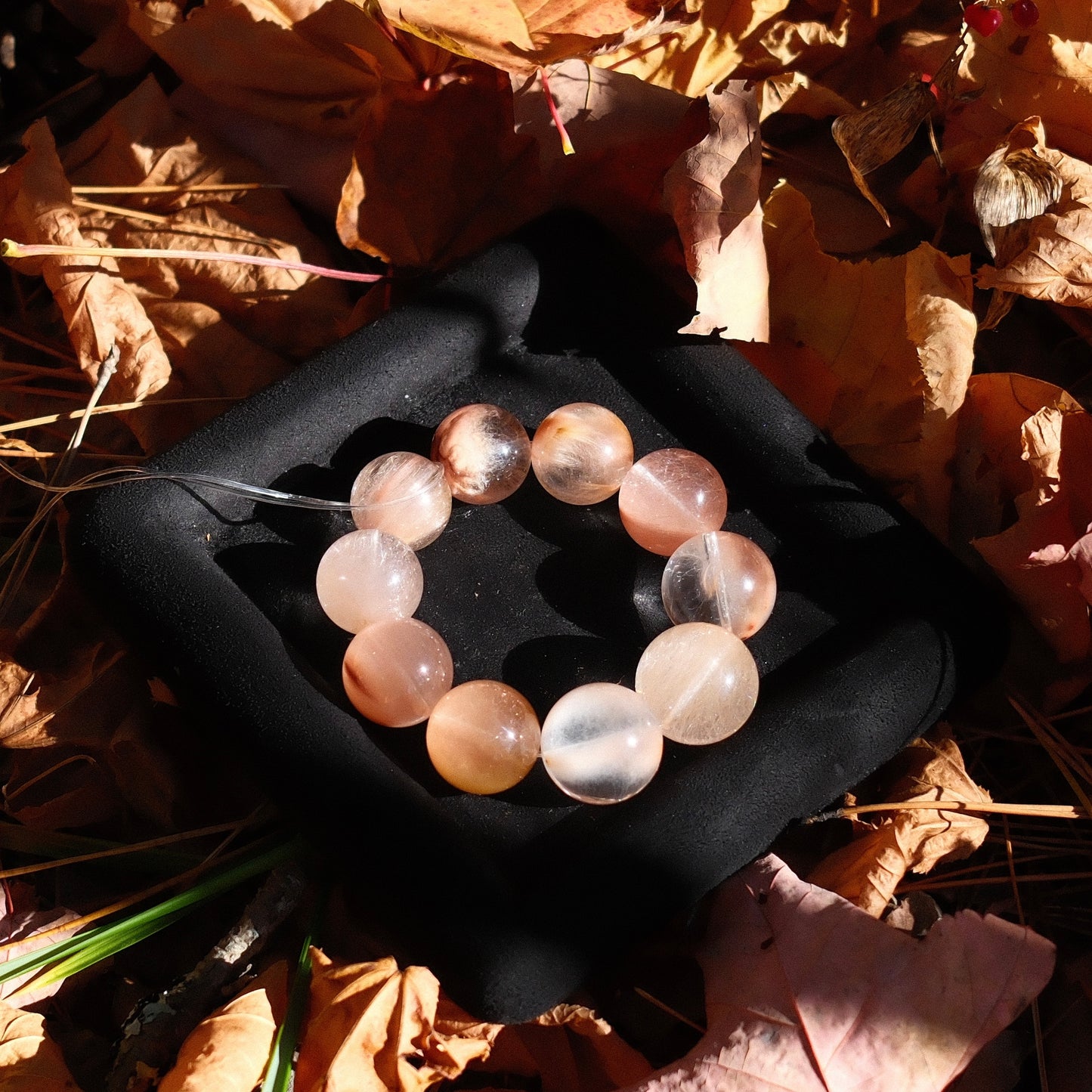 Pink-Orange Rutilated Quartz Bracelet