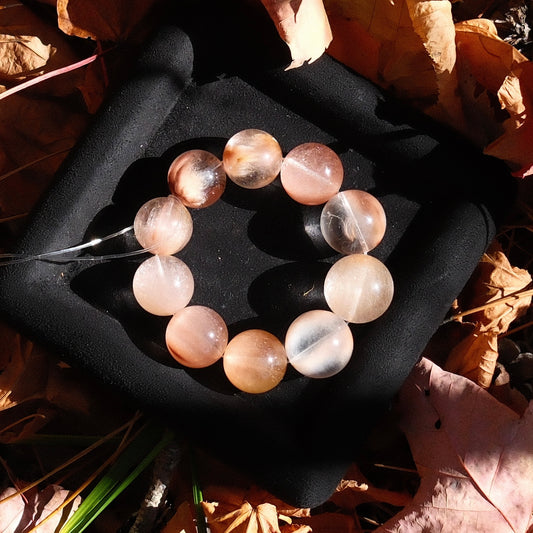 Pink-Orange Rutilated Quartz Bracelet