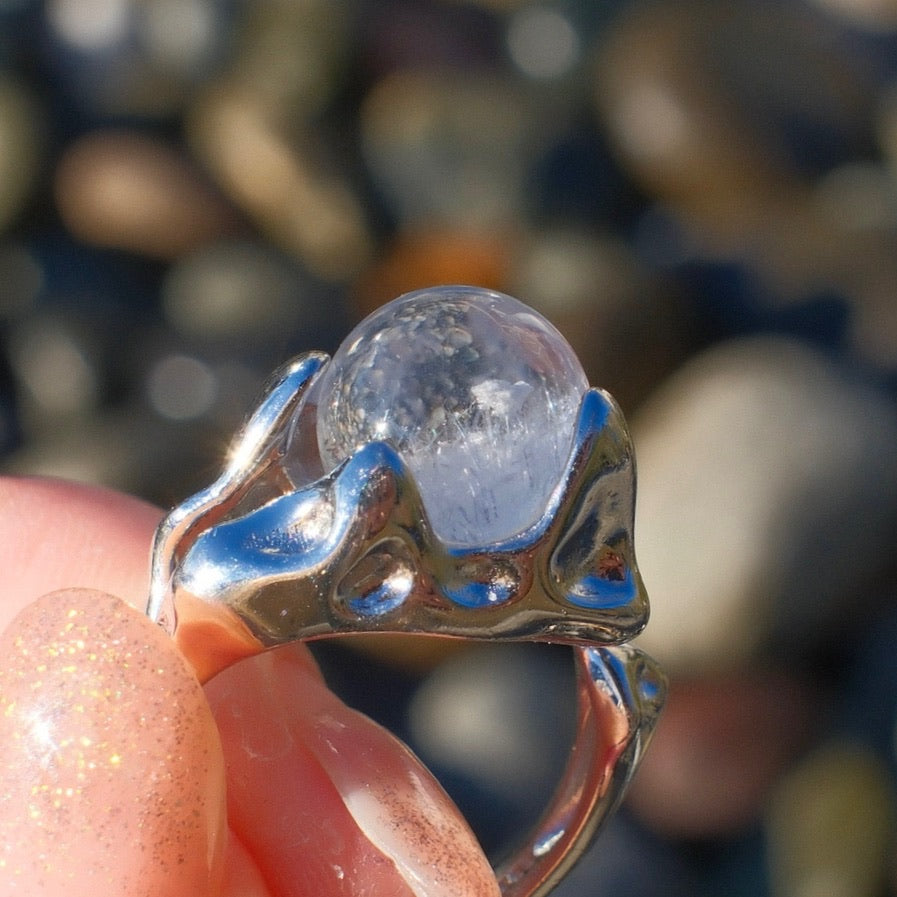 Dumortierite  in Quartz Ring