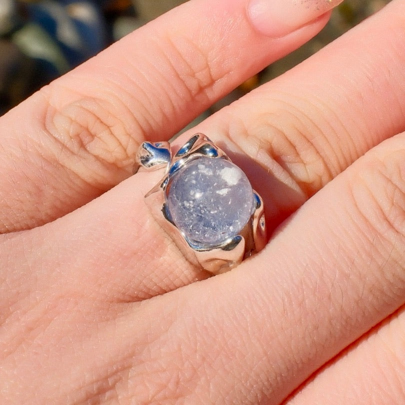 Dumortierite  in Quartz Ring
