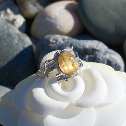 Golden Rutilated Quartz Ring